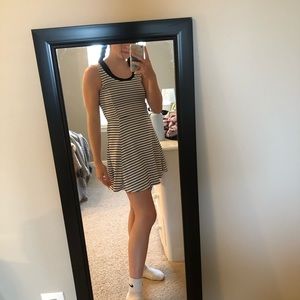 black and white striped dress